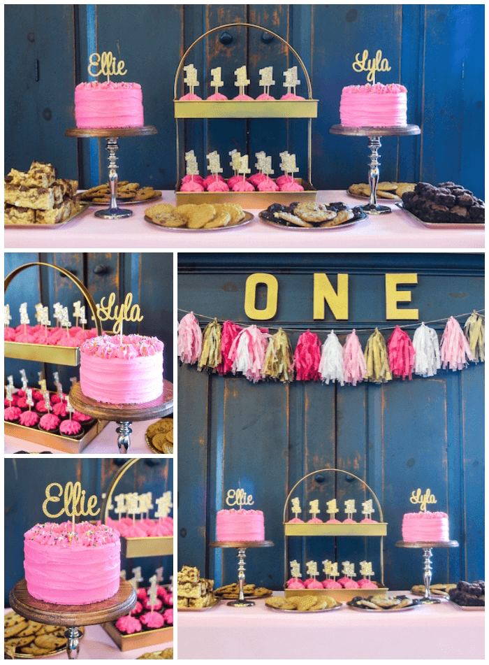 Pink & Gold First Birthday Party - Ellie & Lyla turn One! #Twins