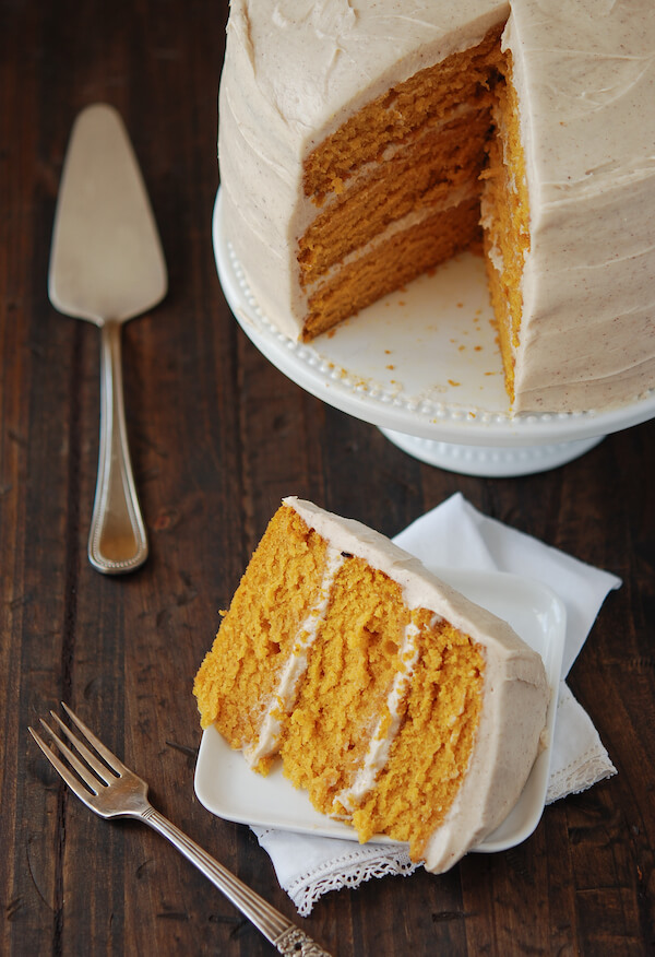 The Best Pumpkin Cake with Cinnamon Cream Cheese Frosting!