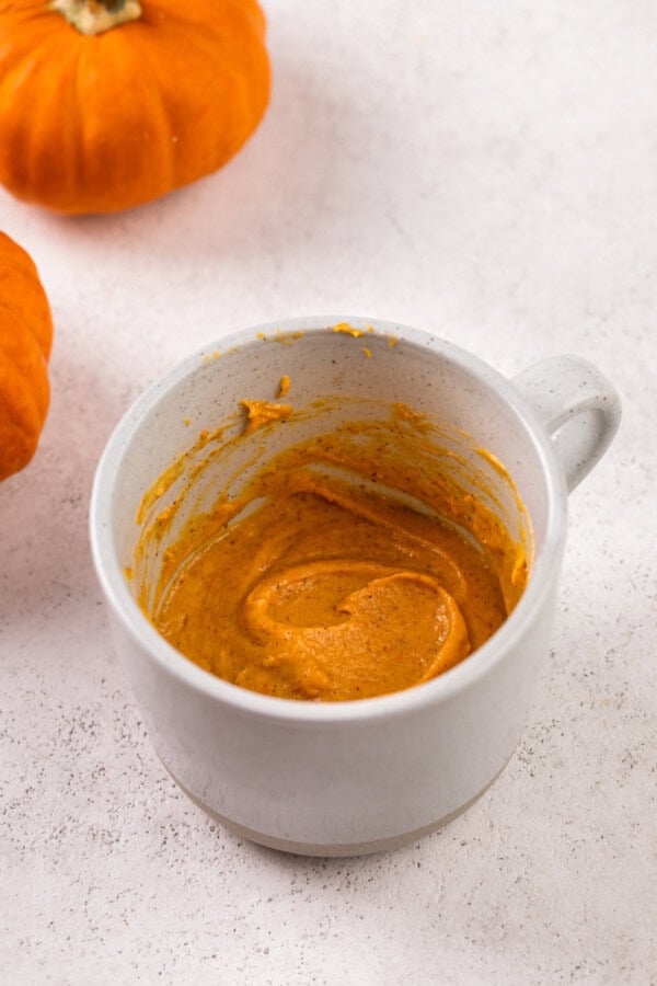 Mixed batter in the mug.