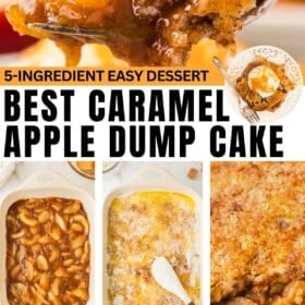 Best caramel apple dump cake recipe prepared in a baking dish.