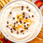 Landscape photo of cannoli dip.