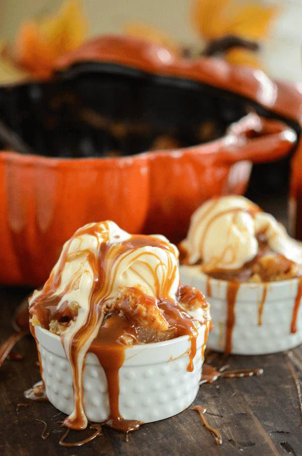 Caramel Apple Dump Cake - just a couple of easy ingredients and barely any work from you! This is always a huge crowd favorite with everyone asking for the recipe! 