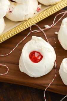 These cherry divinity cookies are made with marshmallow fluff. So good!