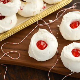 These cherry divinity cookies are made with marshmallow fluff. So good!