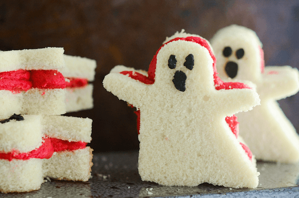 Pound Cake Ghost Sandwiches filled with Raspberry Buttercream! 