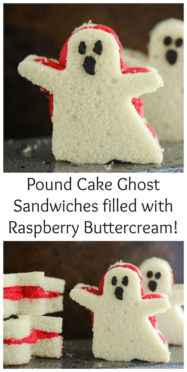 Pound Cake Ghost Sandwiches filled with Raspberry Buttercream!