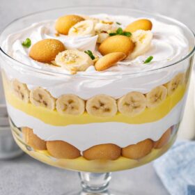 Banana Pudding layered in a large bowl.