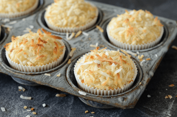 Coconut Banana Crunch Muffins a great way to use up overripe bananas and are a wonderful breakfast with a sweet banana muffin base and crunchy coconut top!