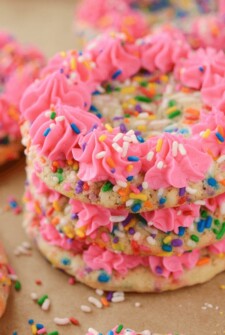 Funfetti Cookies with Cake Batter Frosting