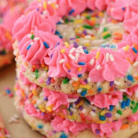Funfetti Cookies with Cake Batter Frosting