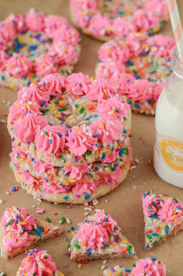 Funfetti Cookies with Cake Batter Frosting 