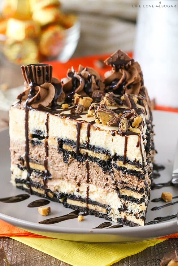A Large Slice of Peanut Butter Chocolate Icebox Cake