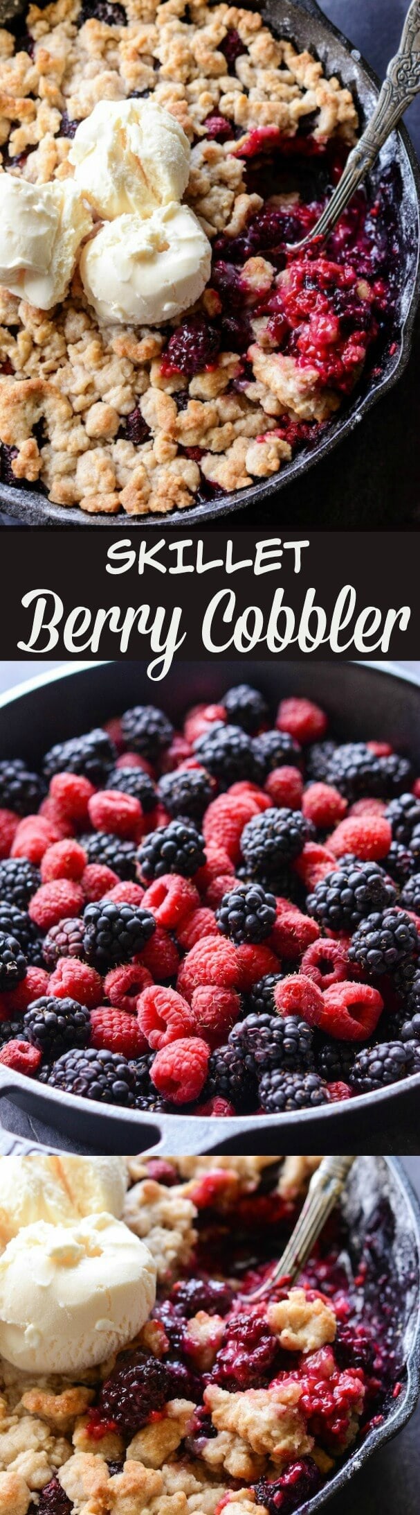 Pinterest title image for Skillet Berry Cobbler.