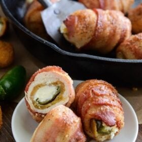 Bacon Wrapped Jalapeño Popper Stuffed Chicken Rollups - the best kind of party food!