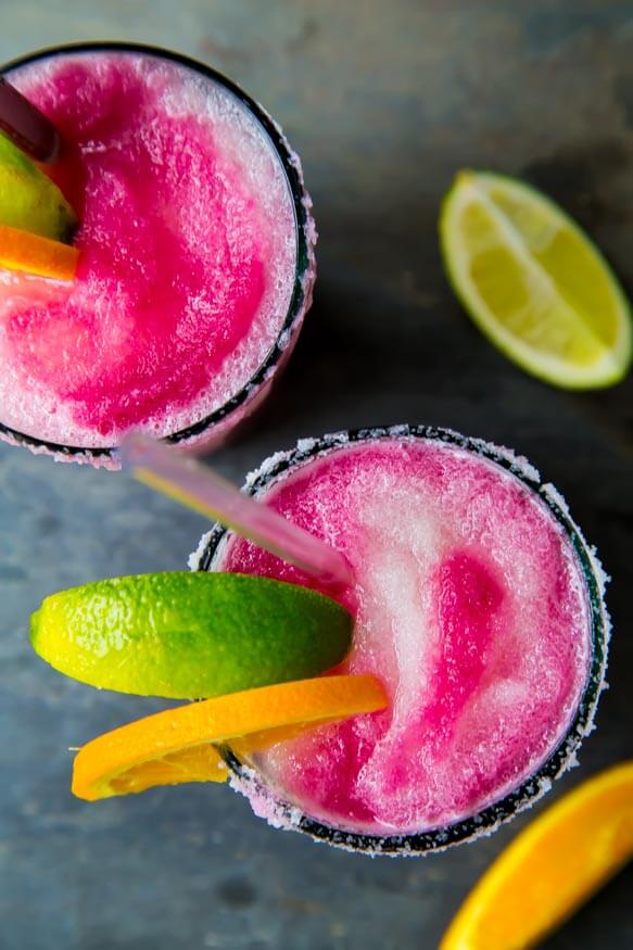 Two Cups of Sangria Swirled Frozen Margaritas