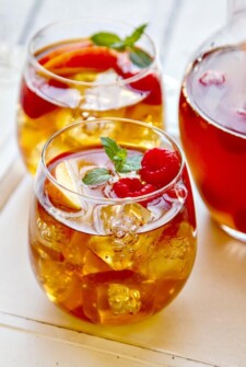 A Glass of Sweet Tea Sangria with Ice