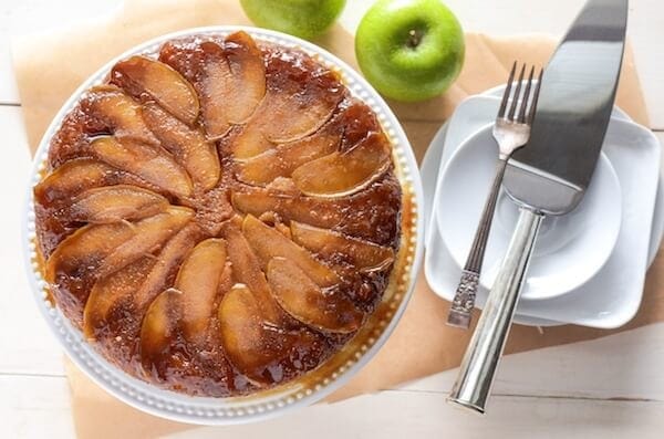 Apple Upside Down Cake! Spiced brown sugar apples with a sour cream cake.