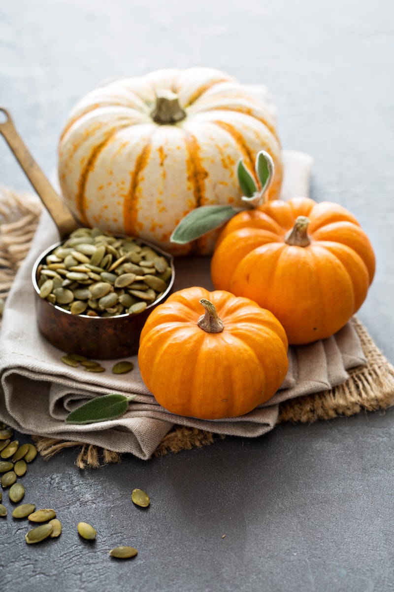 Pumpkins and pumpkin seeds. 