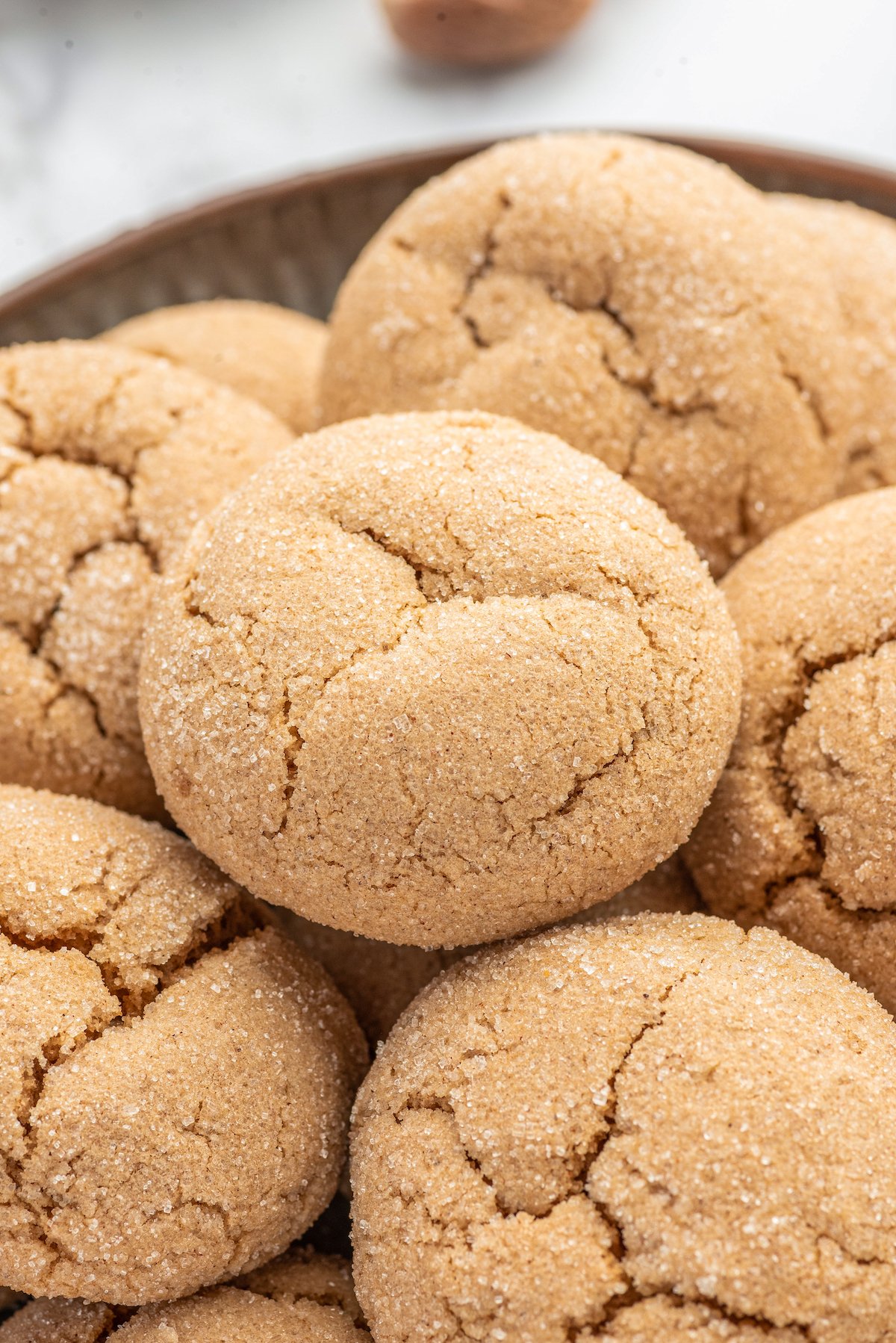 Close-up shot of sugared spice cake cookies.