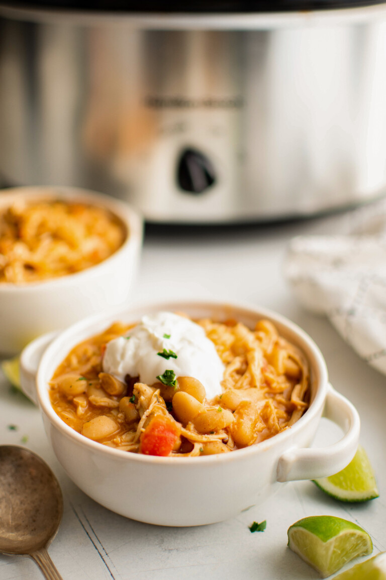 Easy Crockpot White Chicken Chili | Made With Just 5 Ingredients!
