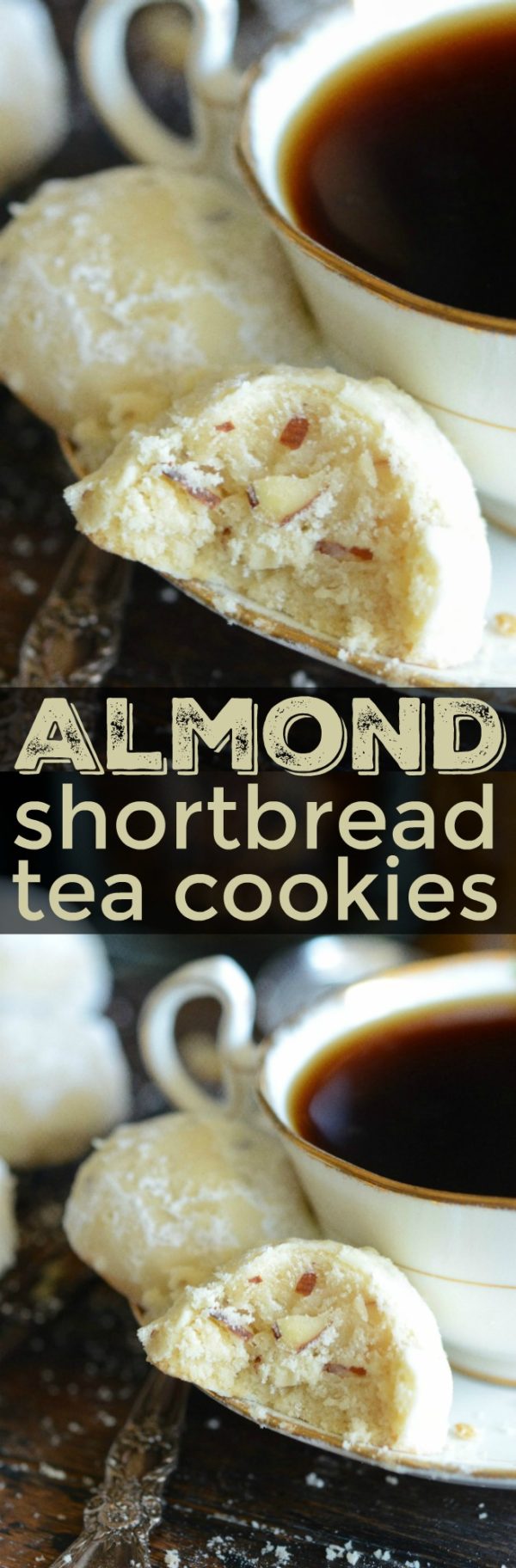 An Almond Shortbread Tea Cookie with a Bite Taken Out to Show the Inside