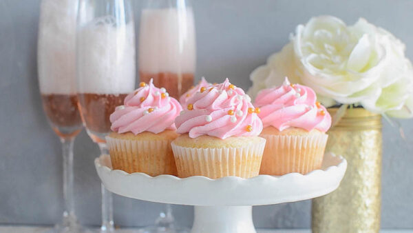 Pink Champagne Cupcakes are perfect for Mother’s Day or a bridal shower, with almost two cups of sparkling rosé, you can taste the champagne in every bite!