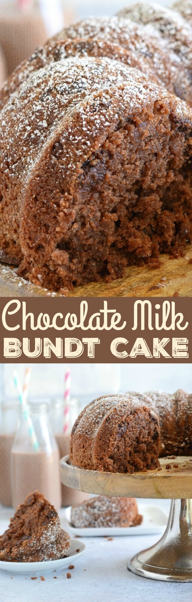 Chocolate Milk Bundt Cake: a sweet, moist homemade chocolate cake that is loaded with chocolate milk and chocolate chips to create the best bundt cake ever!