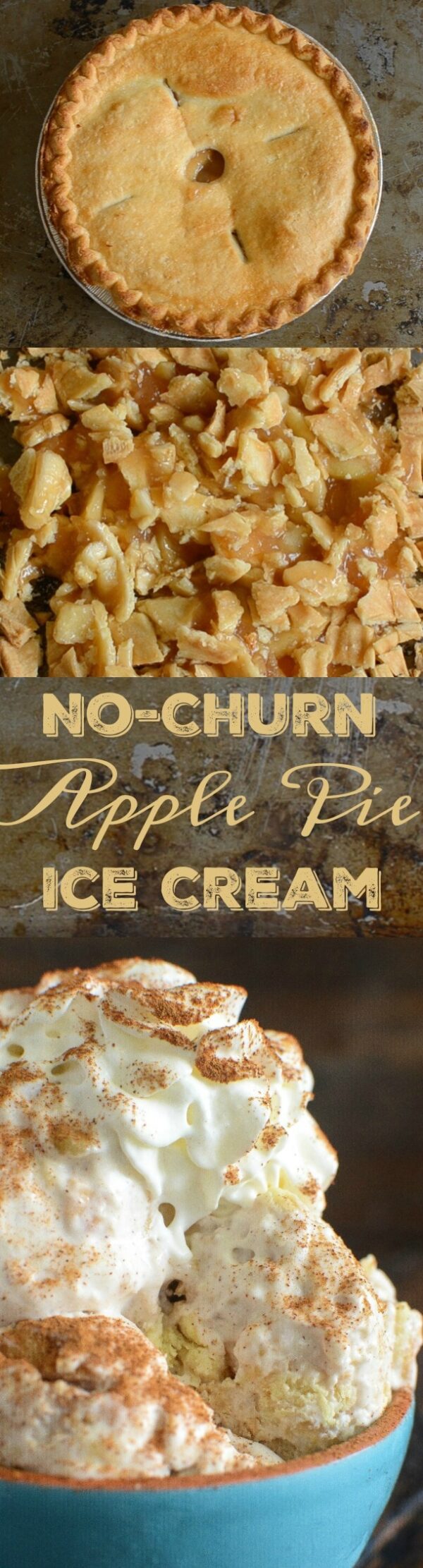 No Churn Apple Pie Ice Cream: the ultimate apple pie ice cream, with an entire pie swirled in each creamy bite, and you only need 5 ingredients to make it!