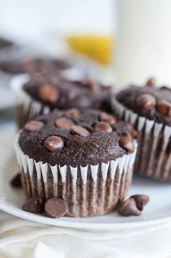 Banana Mocha Chip Muffins: these one-bowl double chocolate banana muffins are loaded with three whole bananas, a ton of chocolate chips and espresso flavor.