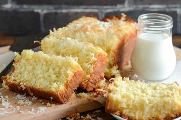Pineapple Coconut Quick Bread: this sweet tropical quick bread is full of flaky coconut, bites of pineapple, and it can be served for breakfast or dessert!