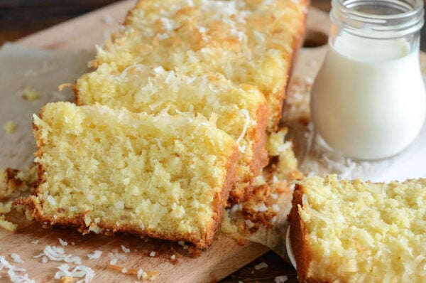 Pineapple Coconut Quick Bread: this sweet tropical quick bread is full of flaky coconut, bites of pineapple, and it can be served for breakfast or dessert!