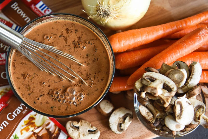 Ingredients for slow cooker pot roast recipe.