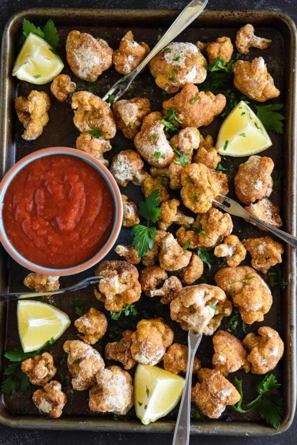 old bay crispy cauliflower cocktail