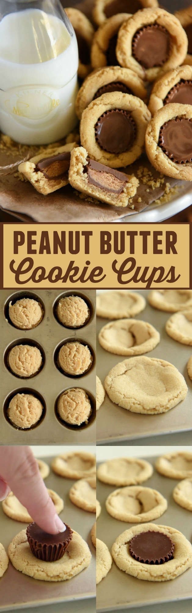 Peanut Butter Cookie Cups: soft homemade peanut butter cookie cups are baked in a mini muffin tin and then stuffed with chocolate Reese's peanut butter cups!