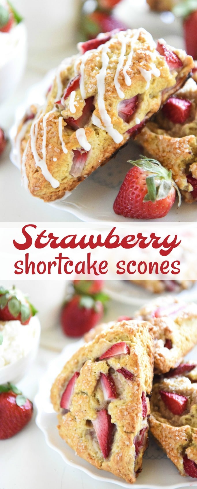 Pinterest title image for Strawberry Shortcake Scones.