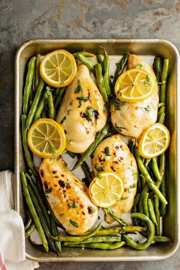 Sheet Pan Roasted Lemon Herb Chicken Green Beans The Novice Chef