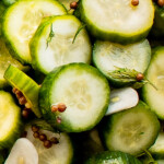 Landscape photo of refrigerator pickles.