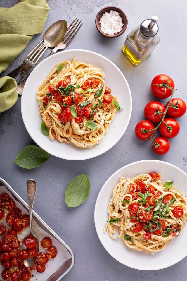 Creamy Pasta with Roasted Cherry Tomatoes Recipe