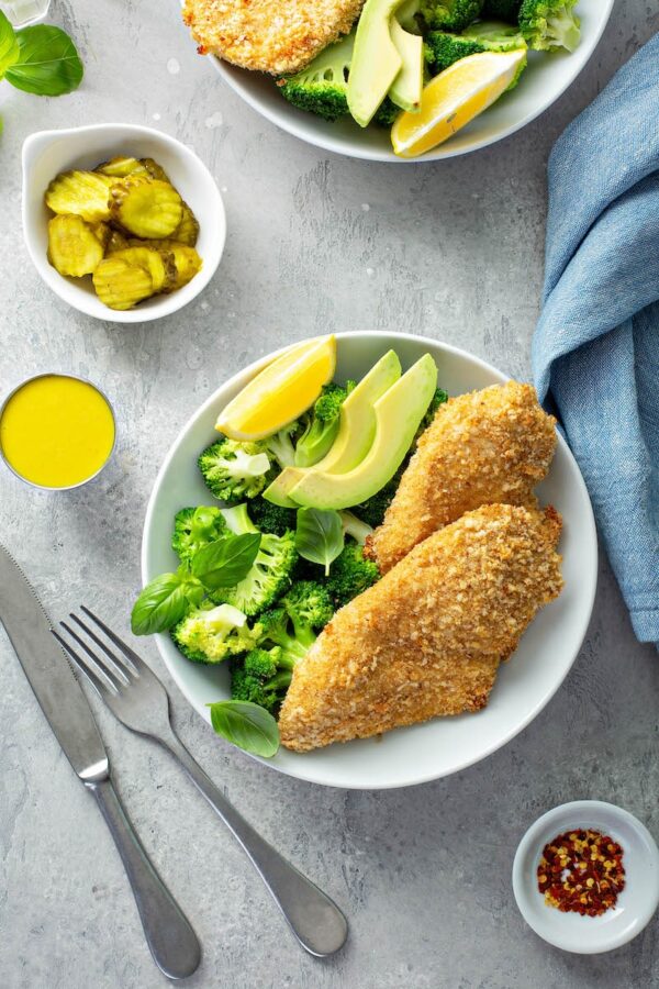 Dill Pickle Chicken in a large white plate.