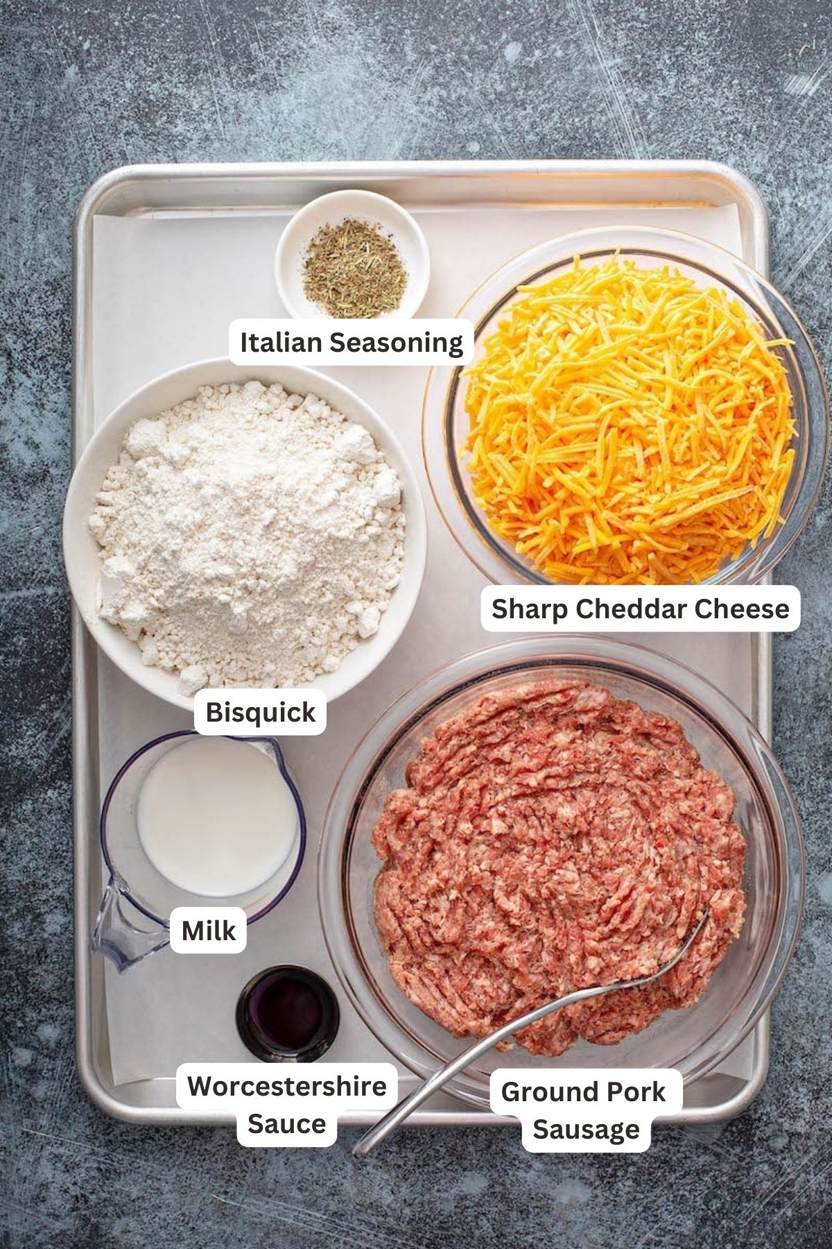 Ingredients for Easy Bisquick Sausage Balls recipe.