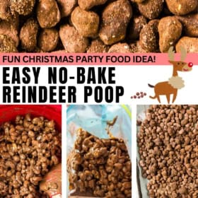 No-bake reindeer food is made in a bowl and plastic bag, then presented on a baking sheet.