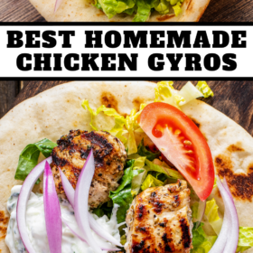 Image collage of chicken gyros.