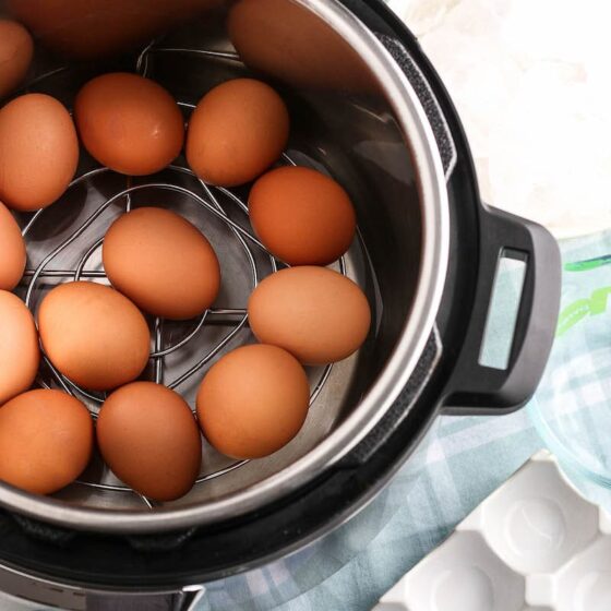 Hard boiled eggs getting ready to cook in the instant pot