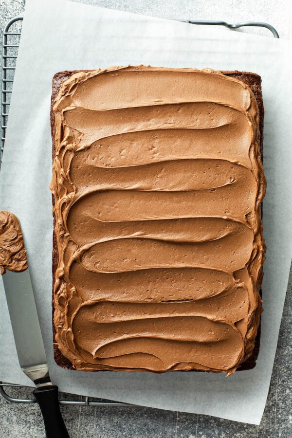 Chocolate Buttercream Frosting on Cake