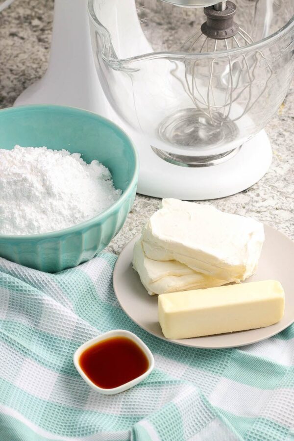 Ingredients for cream cheese frosting. 