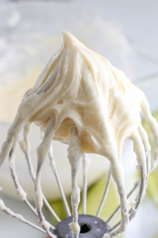 Cream Cheese Frosting on a beater.