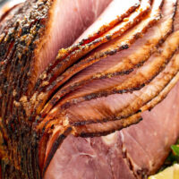 Crockpot ham, close up image.
