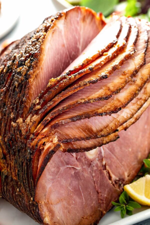 Crockpot ham, close up image.