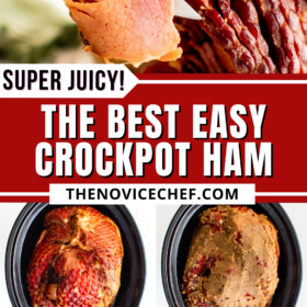 Crockpot ham made with a brown sugar, honey, and pineapple glaze.
