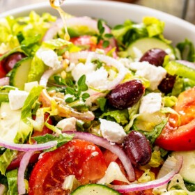 Bowl of Greek salad.